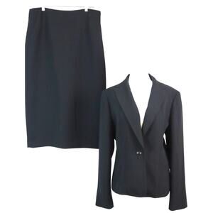Jones Wear Black Midi Pencil Skirt Suit 12 Business Corporate Work Power Career